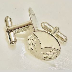 Vtg Sterling Diamond Accent Cufflinks(5cent size)